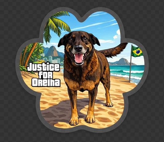 ORELHA! WE WONT FORGET: Paw shaped sticker